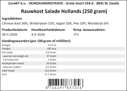 Voorbeeld van barcode aanpassen in de etiketlay-out