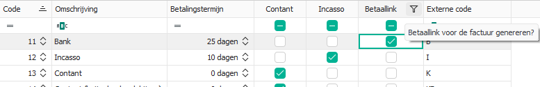 Betaallink genereren inschakelen bij een betaalwijze