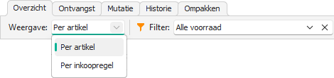 Voorraadoverzicht met weergave per inkoopregel