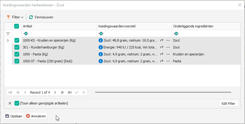 Voedingswaarden herberekenen met logging en voortgangsinformatie