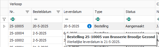 Info-icoontje bij afwijkende leverdatum tonen