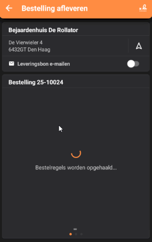 Bestelregels met emballage onderaan met een groene badge