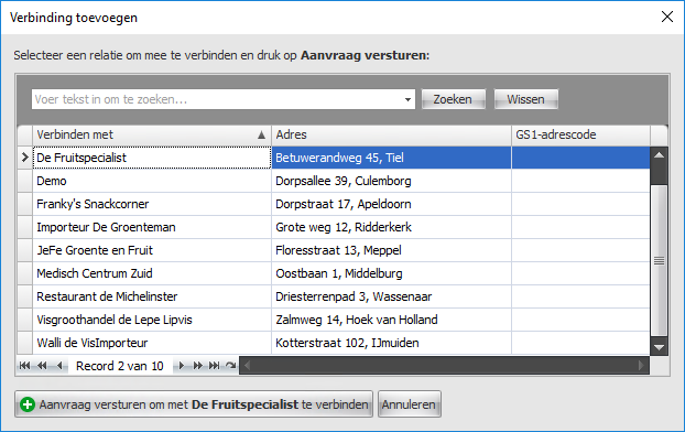 Verbinding aanvragen met relatie