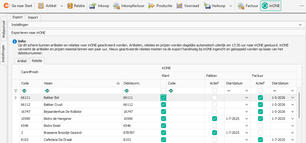 Inrichten van artikelen en relaties voor een bestelplatform