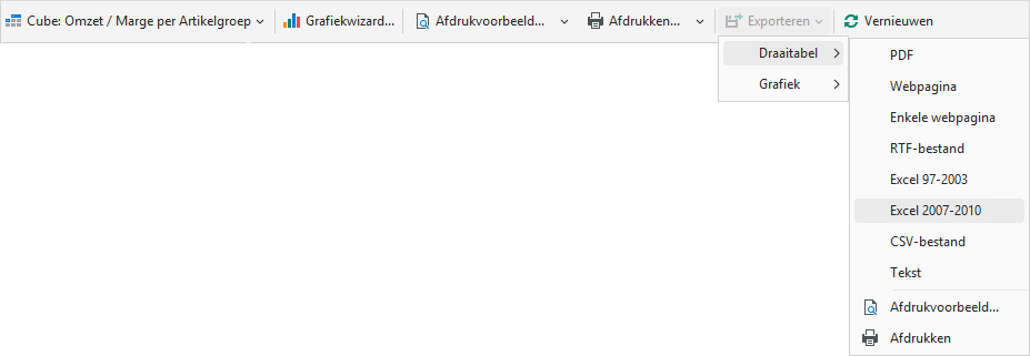 Cubegegevens exporteren via het menu Exporteren
